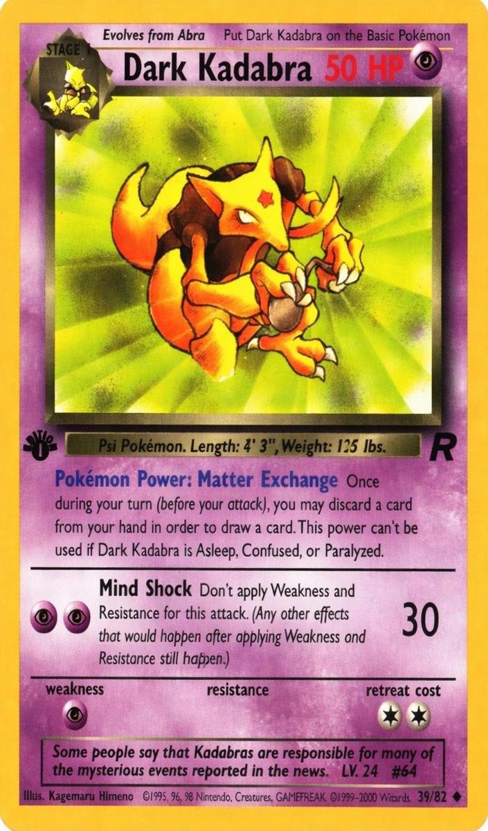 2000 Pokemon Team Rocket 1st Edition Dark Kadabra #39 PSA 10