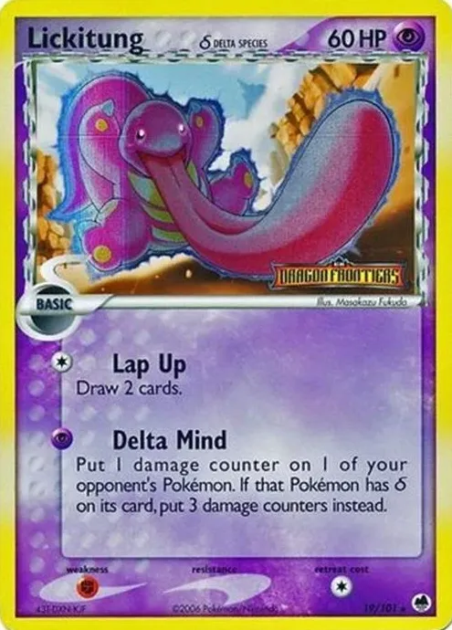 2006 Pokemon EX Dragon Frontiers Reverse Holo Lickitung #19 PSA 8