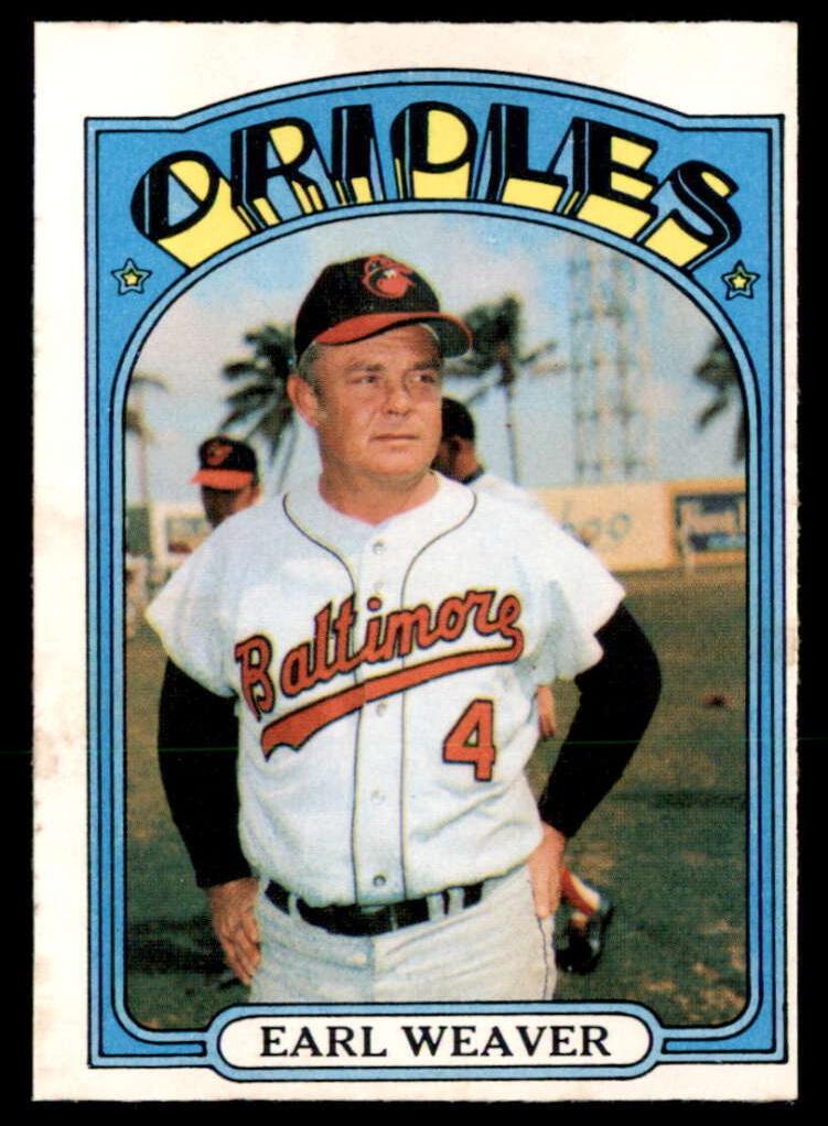 1972 O-Pee-Chee Baseball Earl Weaver #323