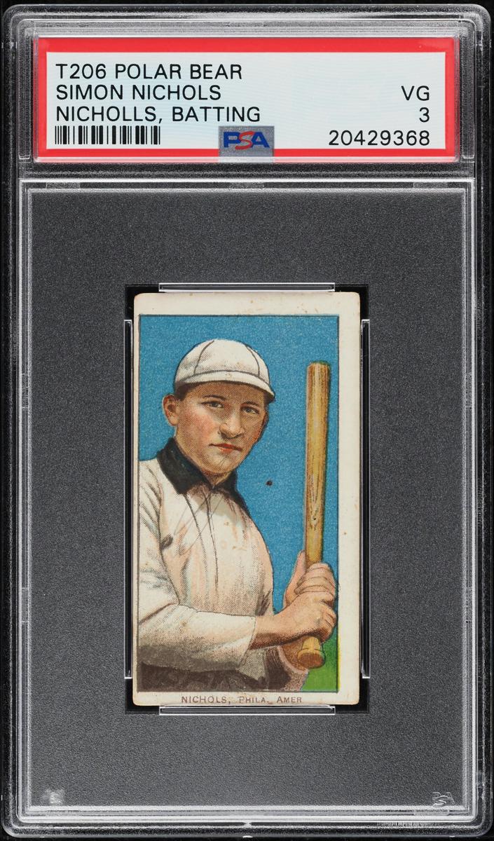 1909-11 T206 Baseball Batting Simon Nicholls #NNO PSA 3