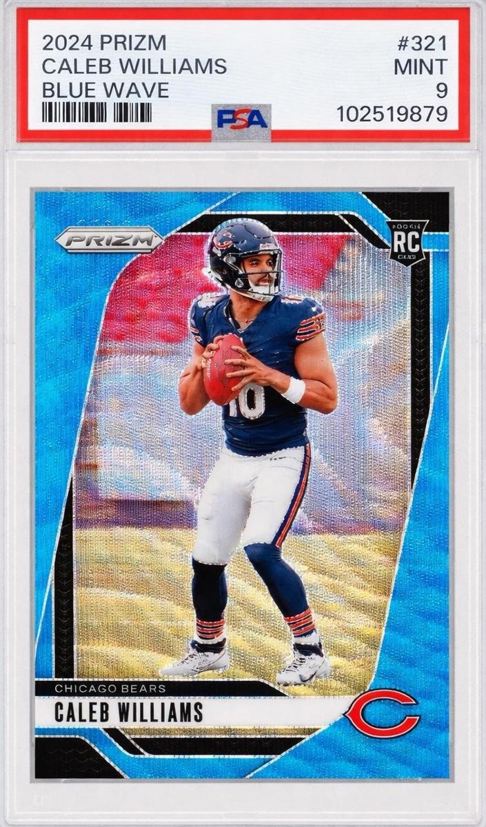 2024 Panini Prizm Football Blue Wave Caleb Williams #301 PSA 9