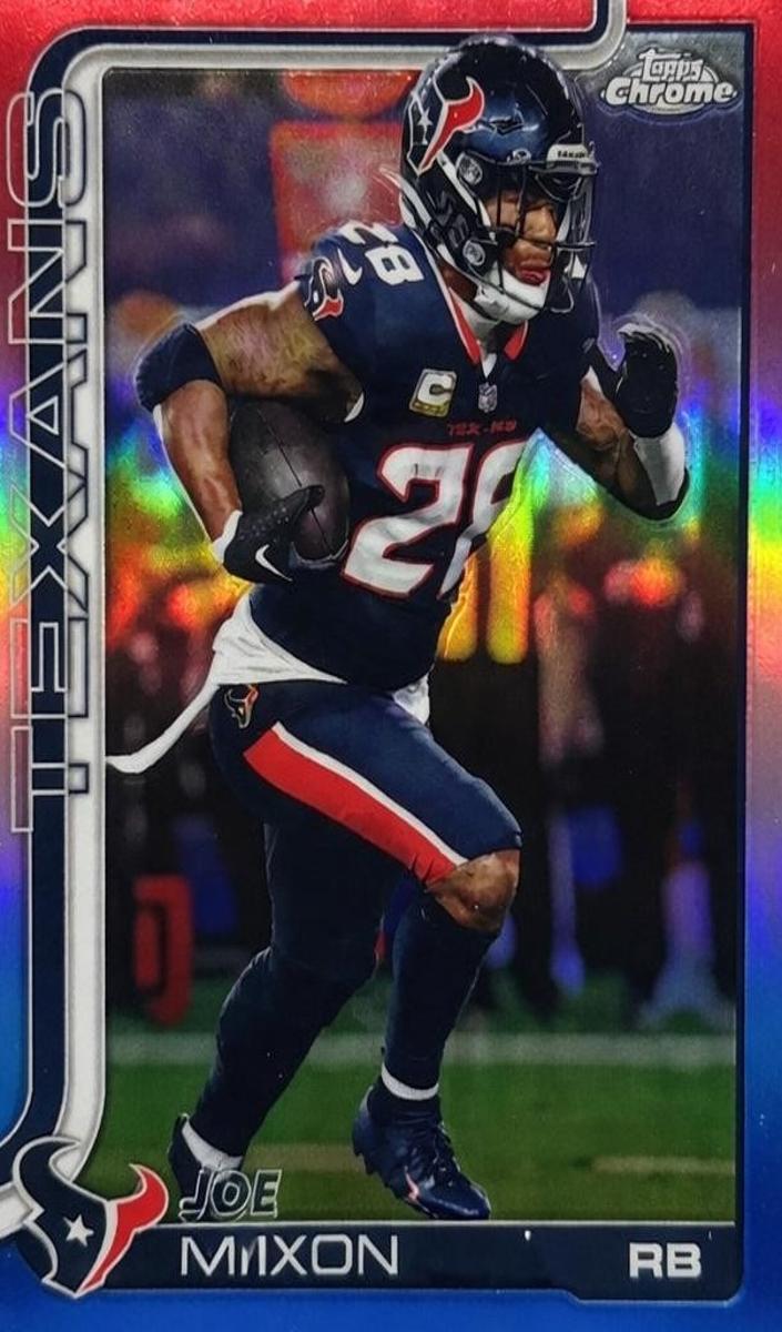 2025 Topps Chrome Football Red White and Blue Refractor Joe Mixon #120