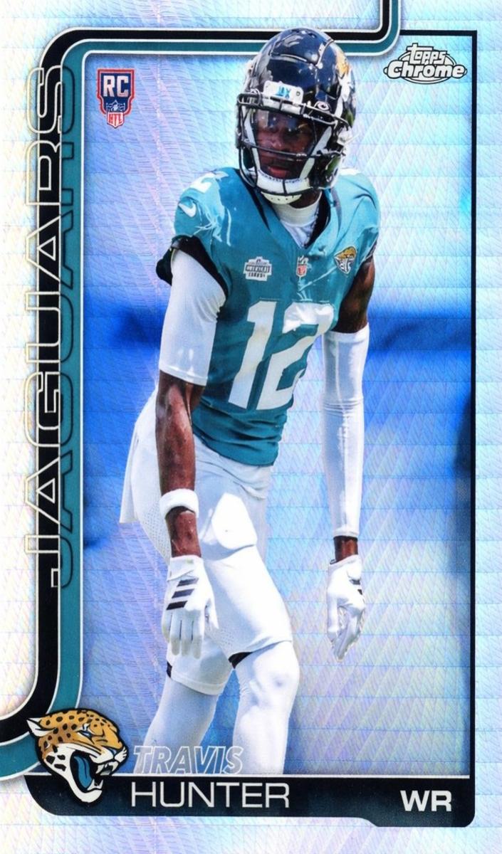 2025 Topps Chrome Football Prism Refractor Travis Hunter #332 PSA 8