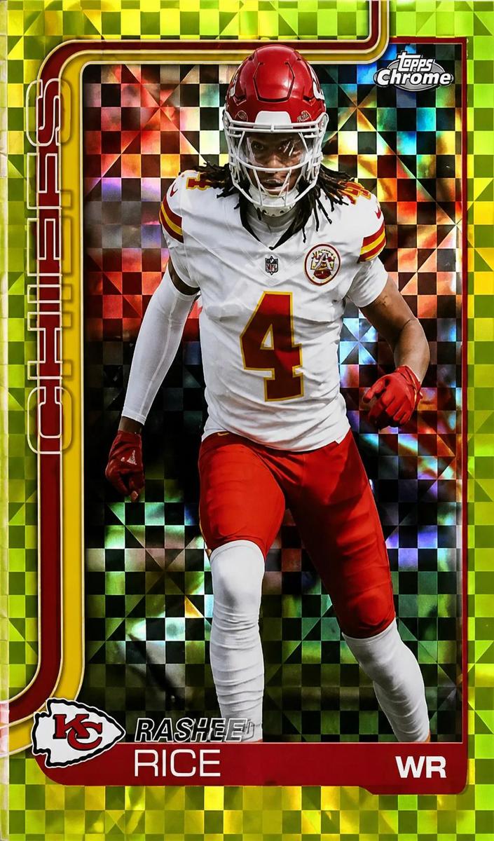 2025 Topps Chrome Football Lime Green X-Fractor Rashee Rice #147