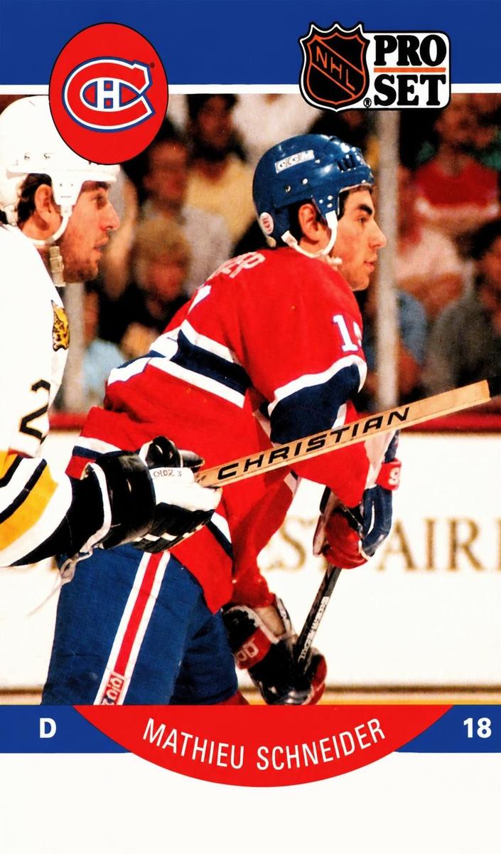 1990 Pro Set Hockey Mathieu Schneider #158
