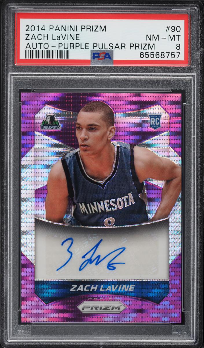 2014 Panini Prizm Basketball Purple Pulsar Zach LaVine #90 PSA 7.5