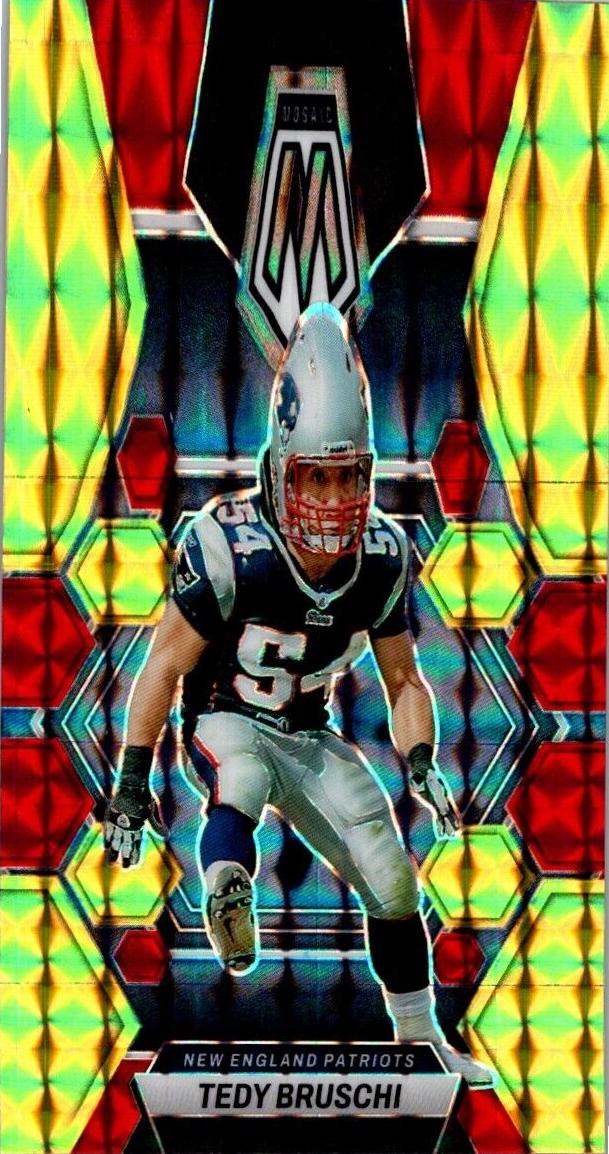 2023 Panini Mosaic Football Choice Fusion Red and Yellow Tedy Bruschi #166