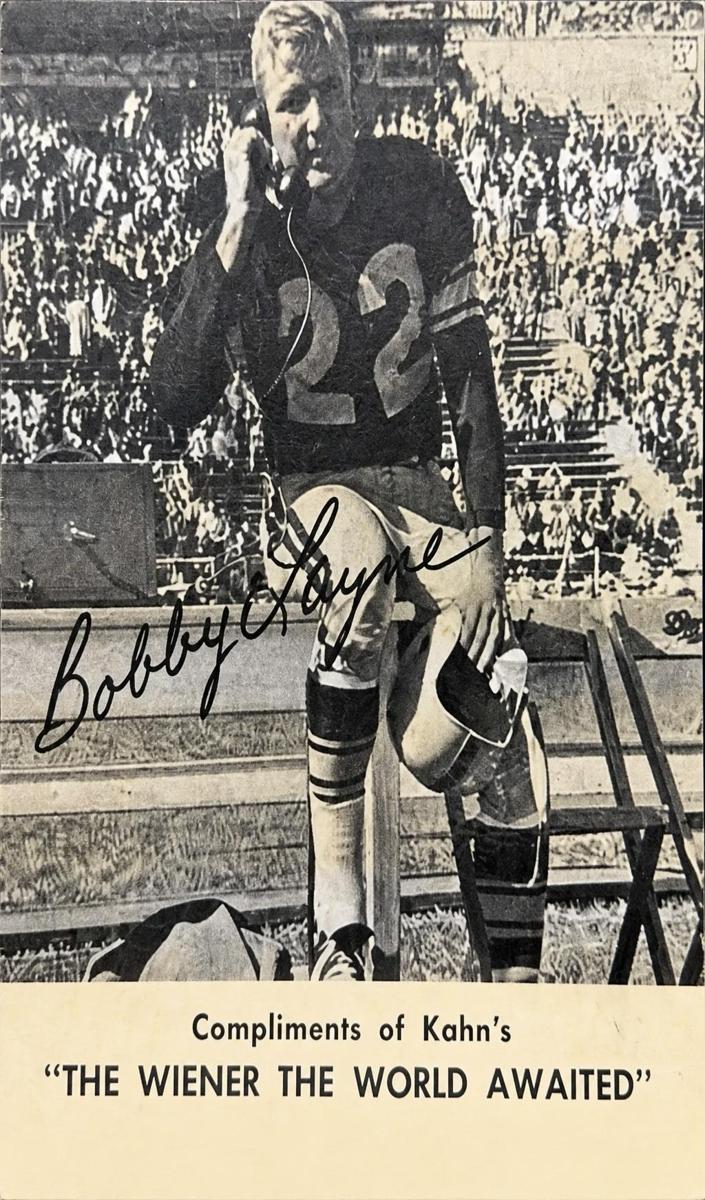 1959 Kahn's Wieners Football Bobby Layne #NNO