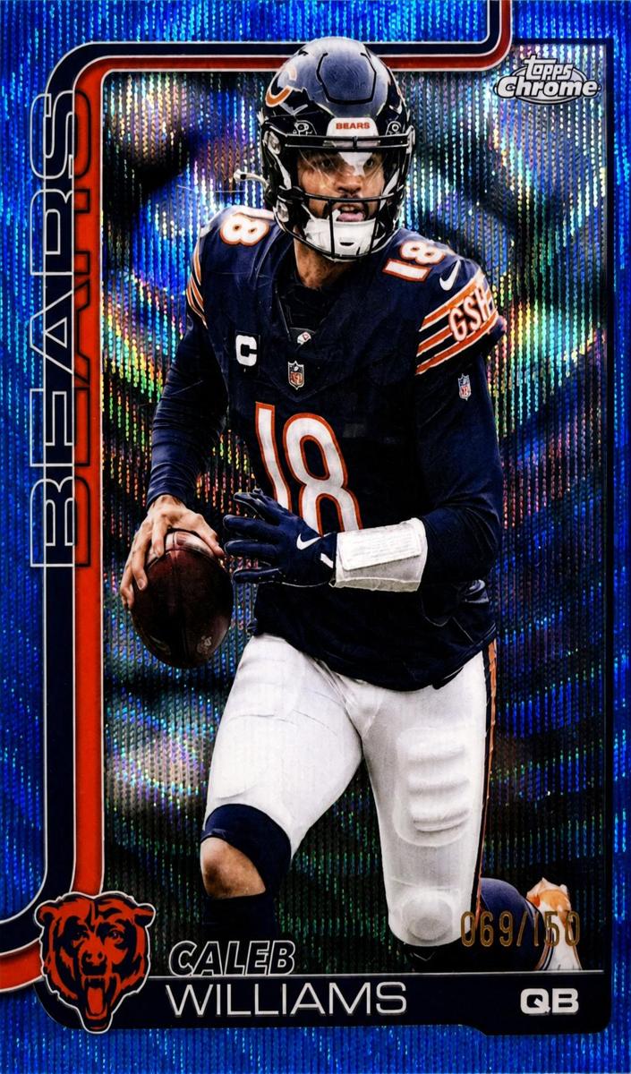 2025 Topps Chrome Football Blue Wave Refractor Caleb Williams #52