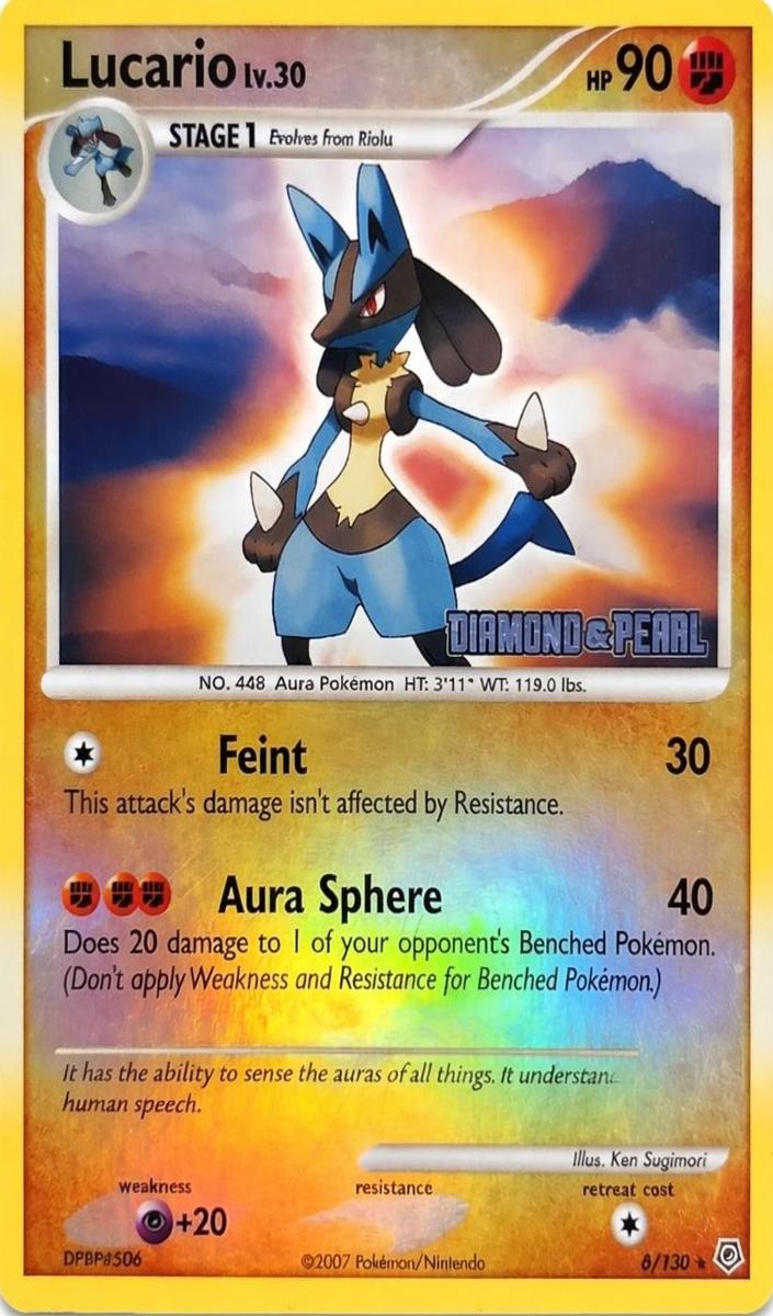 2007 Pokemon Diamond & Pearl Reverse Holo Lucario #6 CGC 7