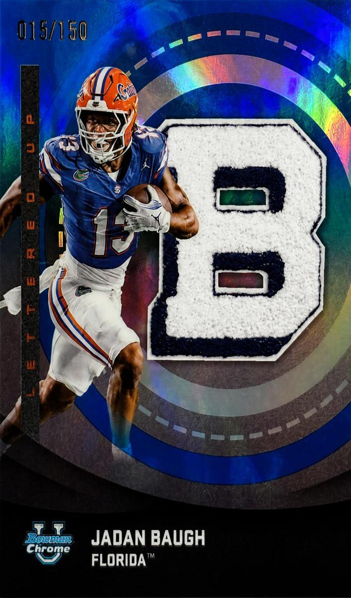 2025 Bowman Chrome University Football Blue Refractor Jadan Baugh #LU-14