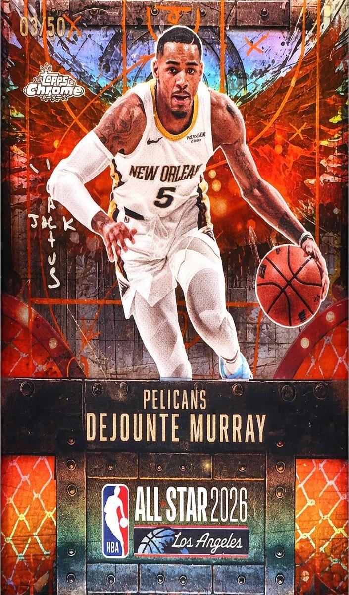 2025 Topps Chrome Cactus Jack X NBA All-Star Game Basketball Orange Refractor Dejounte Murray #3