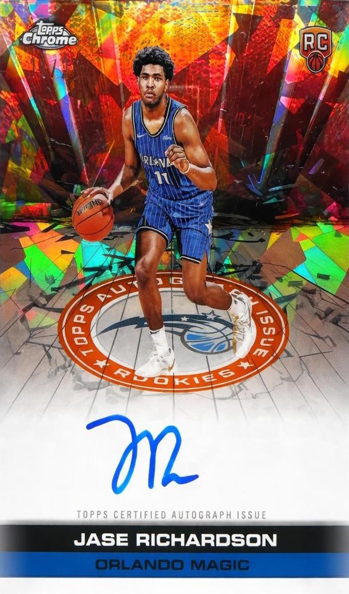 2025 Topps Chrome Sapphire Basketball Orange Jase Richardson #TCAR-JR PSA 8