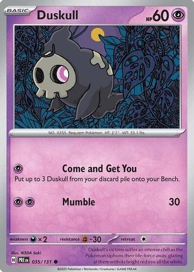 2025 Pokemon Scarlet & Violet Prismatic Evolutions Reverse Duskull #35 CGC 10