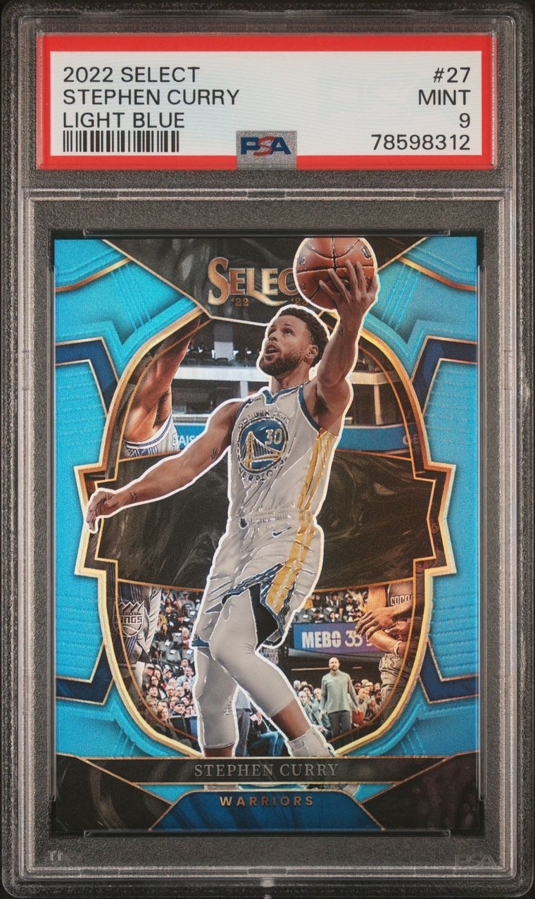 2022 Panini Select Basketball Light Blue Stephen Curry #27 PSA 8.5