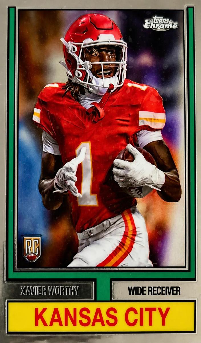 2024 Topps Chrome Football Xavier Worthy #74TF-8 PSA 9