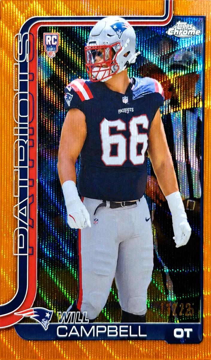 2025 Topps Chrome Football Orange Wave Refractor Will Campbell #379