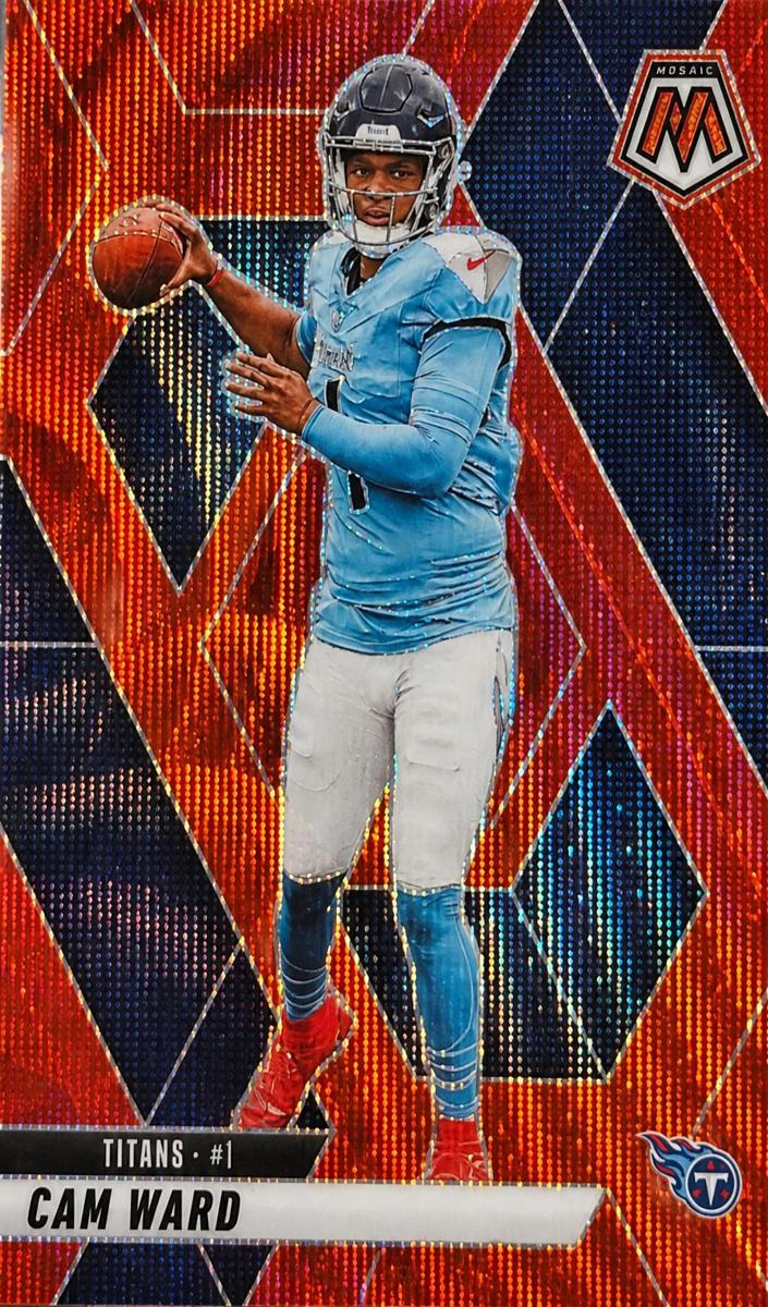 2025 Panini Mosaic Football Red Wave Cam Ward #382