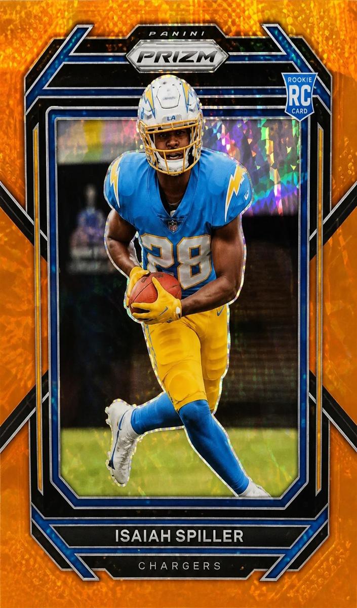 2022 Panini Prizm Football Orange Wave Isaiah Spiller #324 PSA 10