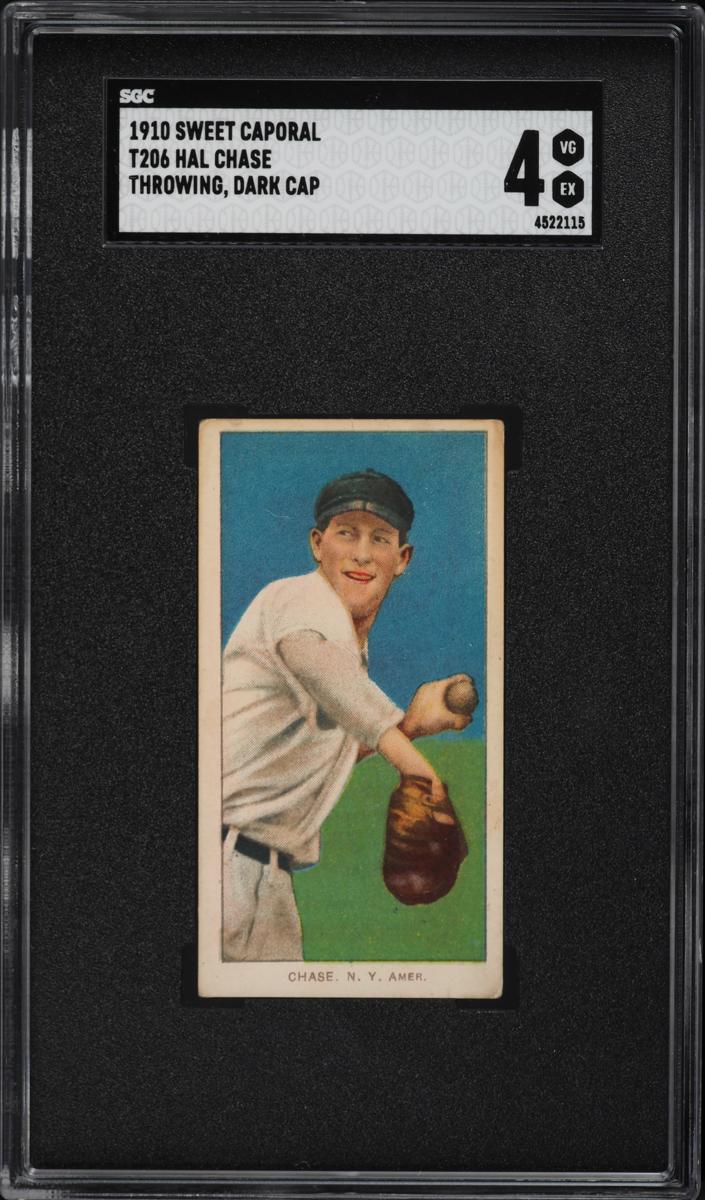 1909-11 T206 Baseball Throwing - Black Cap Hal Chase #NNO