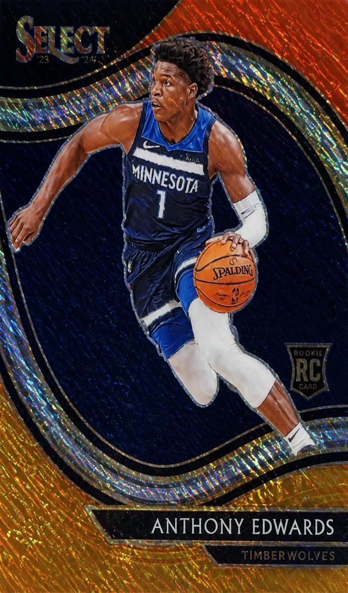 2020 Panini Select Basketball Red White Orange Shimmer Anthony Edwards #300 PSA 9