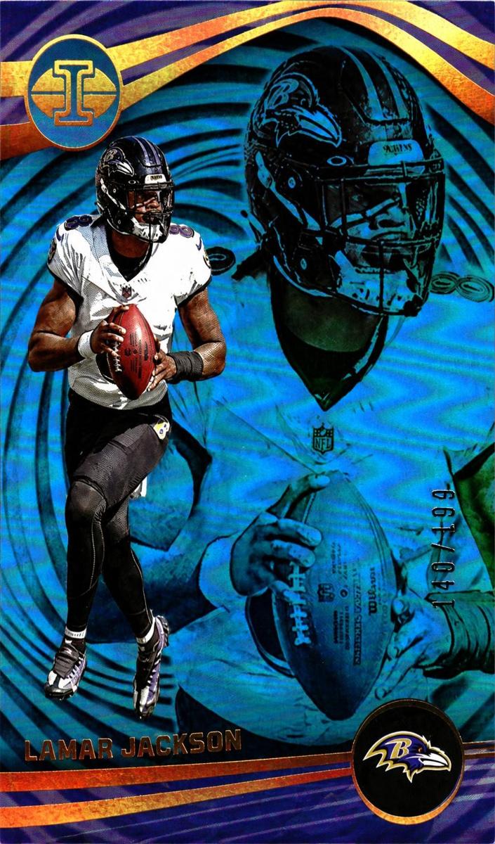 2023 Panini Illusions Football Trophy Collection Light Blue Lamar Jackson #8 PSA 7