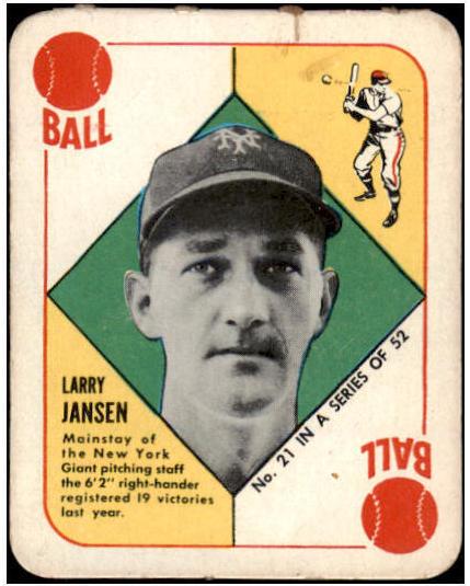 1951 Topps Red Backs Baseball Larry Jansen #21 PSA 4.5