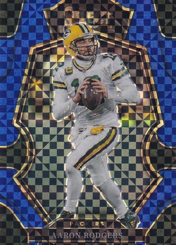 2022 Panini Select Football Blue Prizm Aaron Rodgers #136 PSA 10