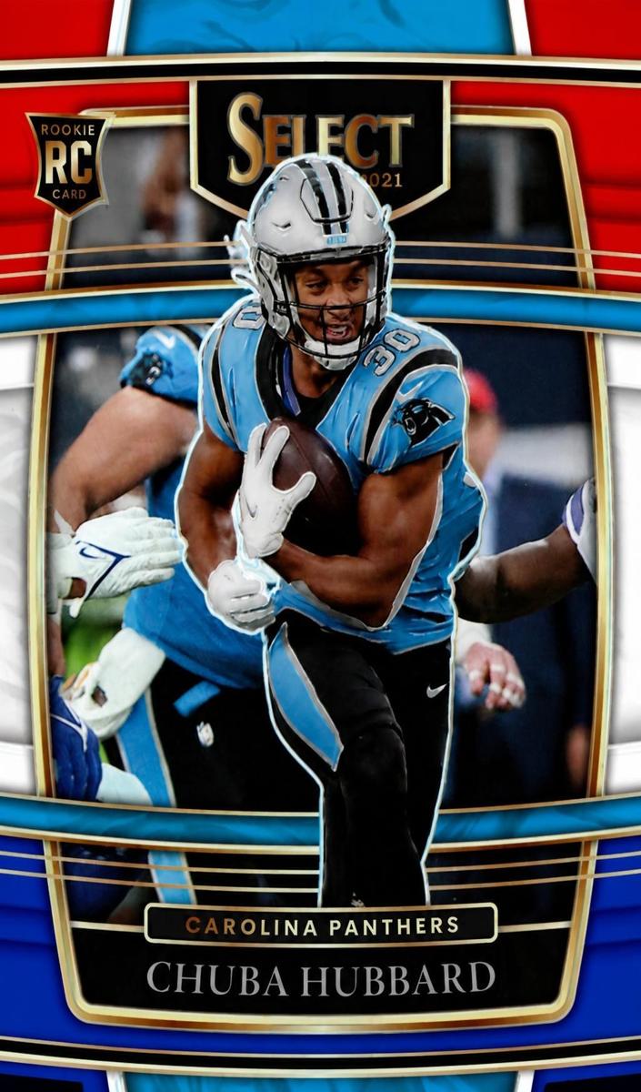 2021 Panini Select Football Die Cut Red Blue Chuba Hubbard #76