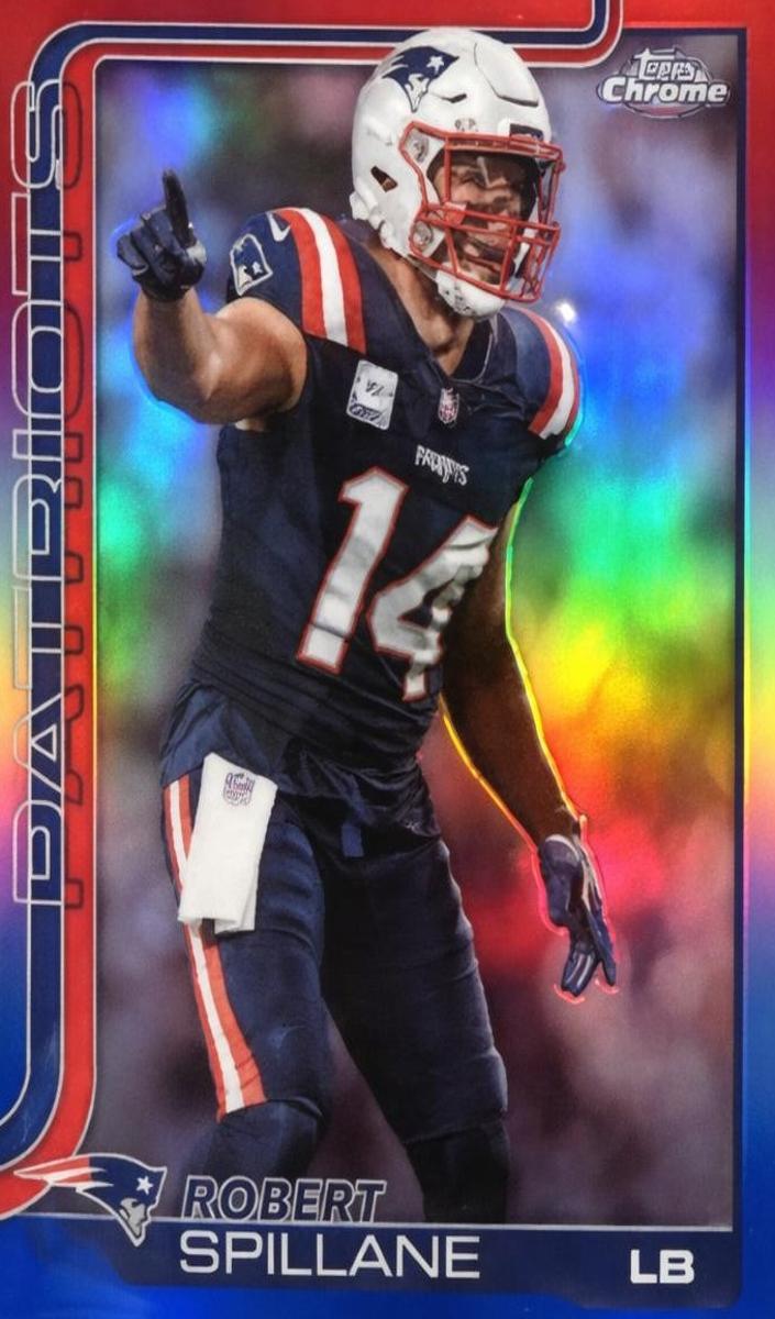 2025 Topps Chrome Football Red White and Blue Refractor Robert Spillane #181