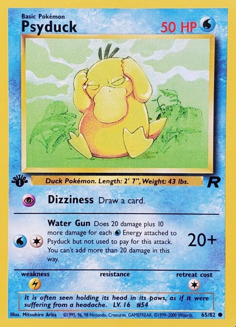 2000 Pokemon Team Rocket 1st Edition Psyduck #65 PSA 10