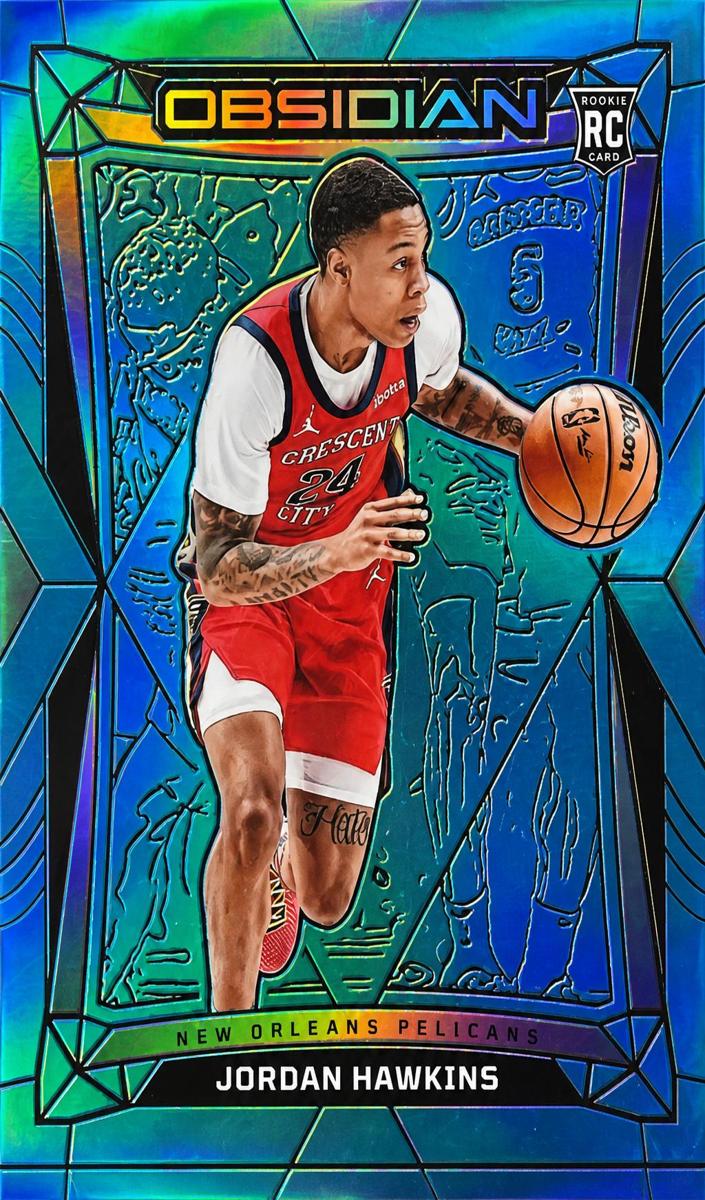 2023 Panini Obsidian Basketball Electric Etch Blue Flood FOTL Jordan Hawkins #93