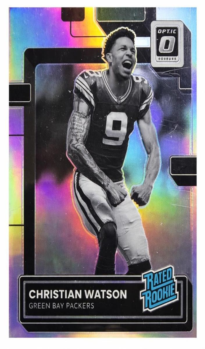 2022 Donruss Optic Football Holo Christian Watson #219 PSA 9