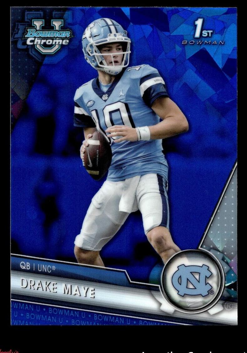 2023 Bowman Chrome University Sapphire Football Drake Maye #200 PSA 10