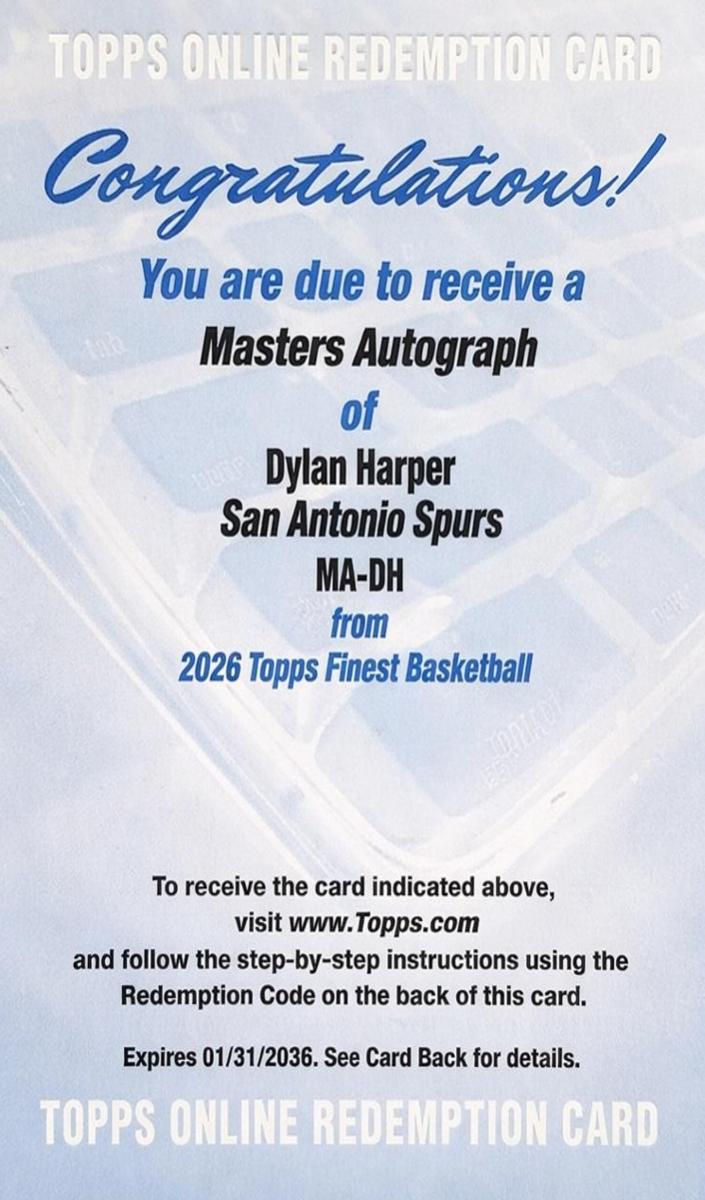 2025 Topps Finest Basketball Dylan Harper #MA-DH