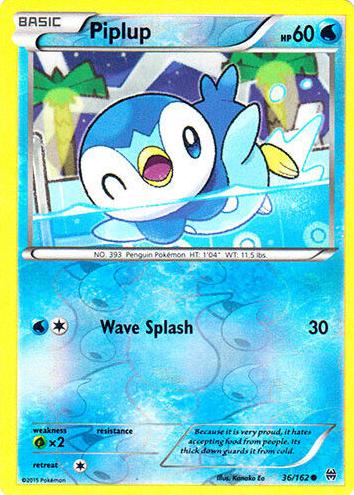 2015 Pokemon XY BREAKthrough Reverse Holo Piplup #36 PSA 8