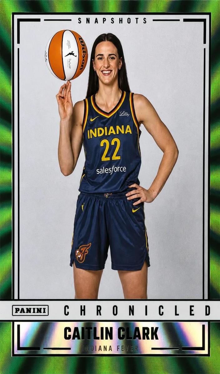 2025 Panini Caitlin Clark Chronicled Basketball Green Laser Caitlin Clark #97 PSA 8