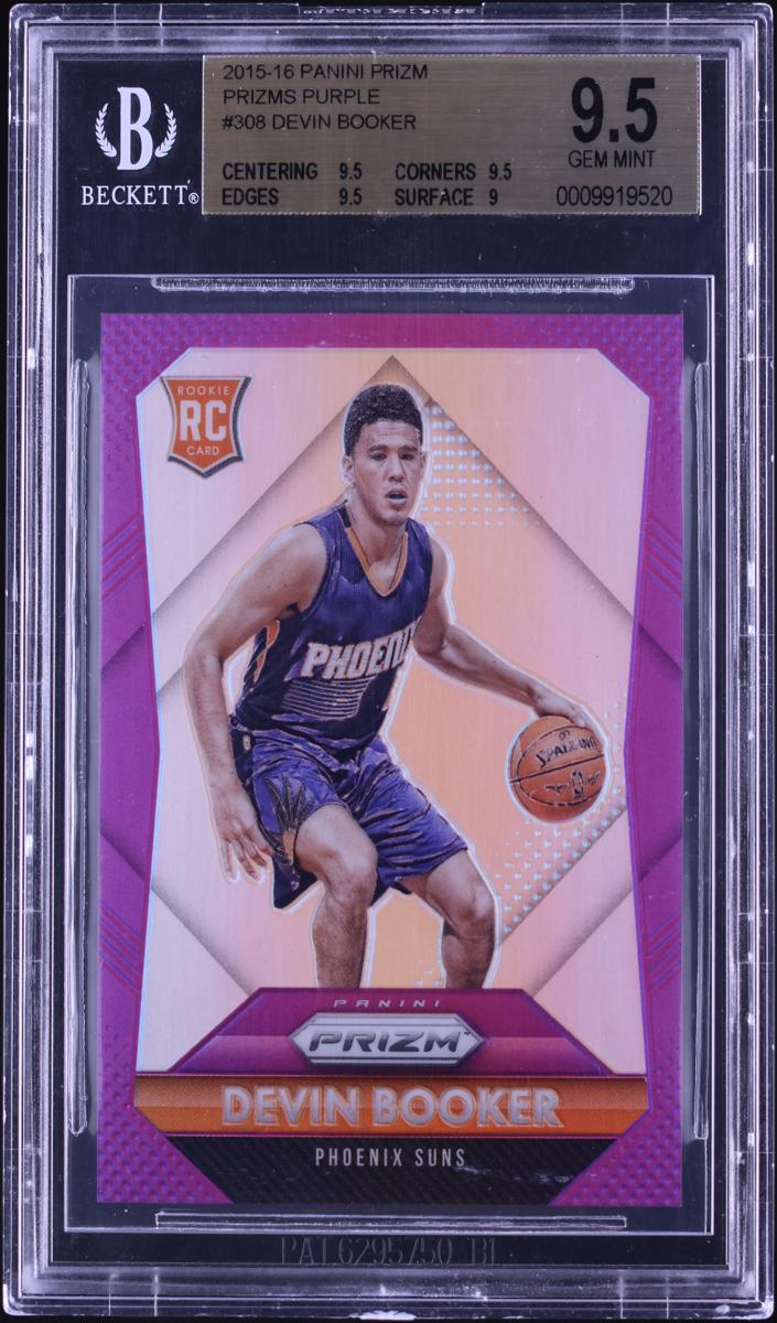 2015 Panini Prizm Basketball Purple Prizms Devin Booker #308 BGS 9.5