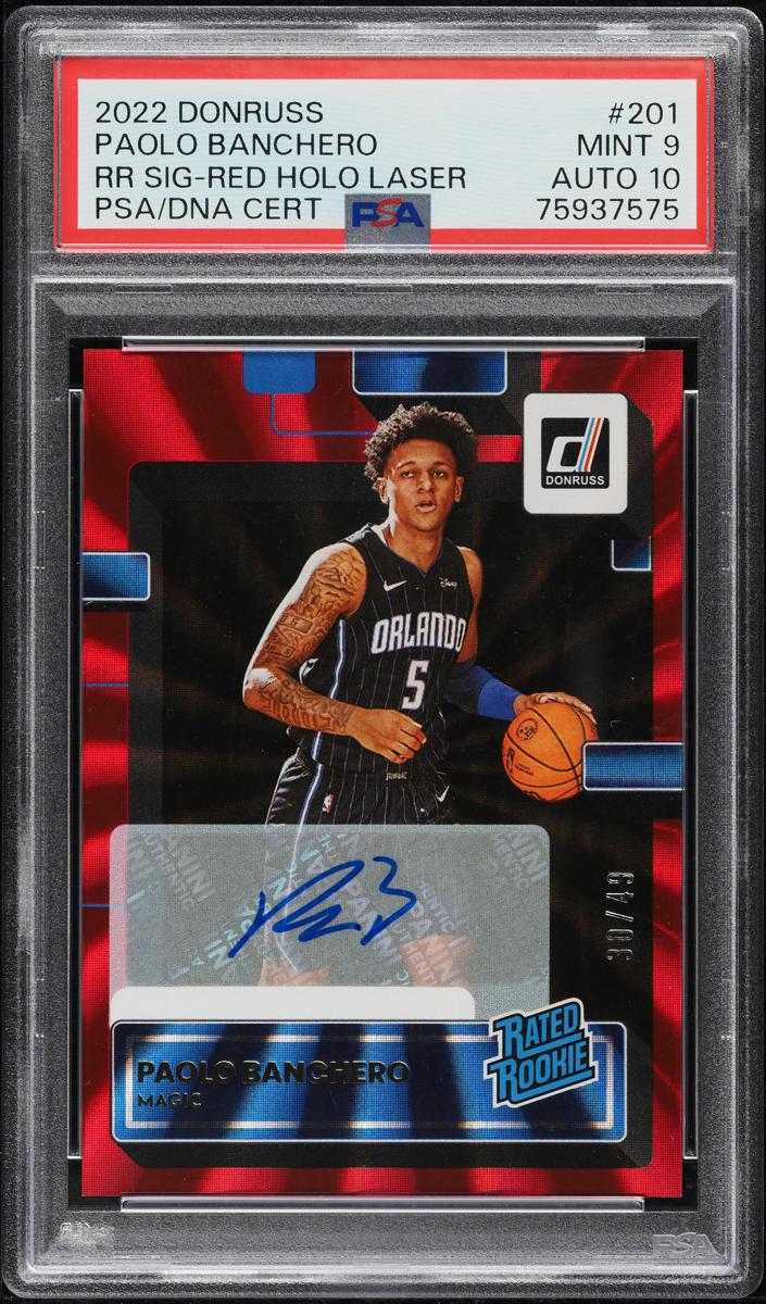 2022 Panini Donruss Basketball Holo Red Laser Paolo Banchero #201 PSA 9
