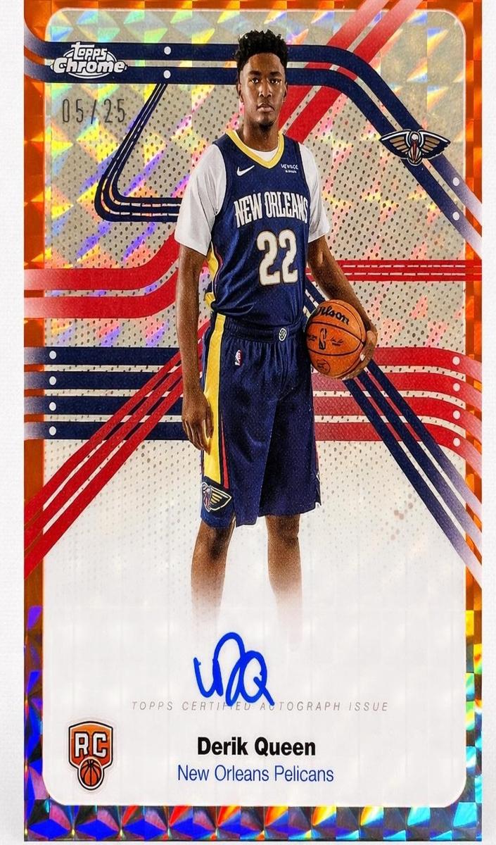 2025 Topps Chrome Basketball Geometric Orange Refractor Derik Queen #NS-DQ PSA 10