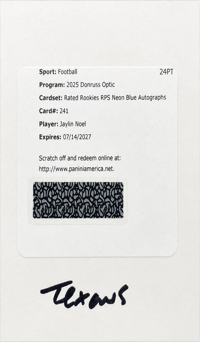2025 Donruss Optic Football Neon Blue Jaylin Noel #241