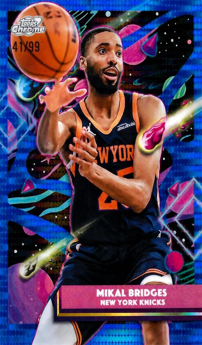 2025 Topps Cosmic Chrome Basketball Blue Moon Refractor Mikal Bridges #80