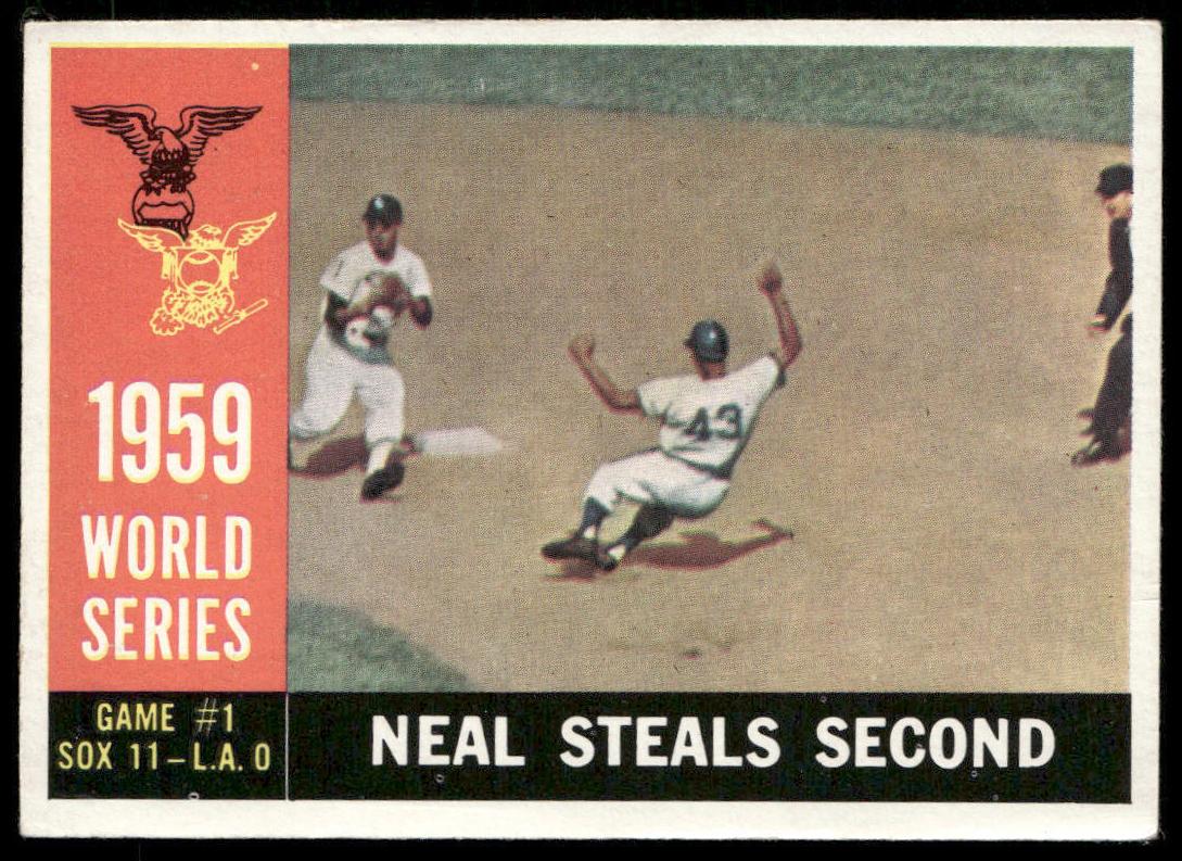 1960 Topps Baseball Neal Steals Second World Series Game #1 #385