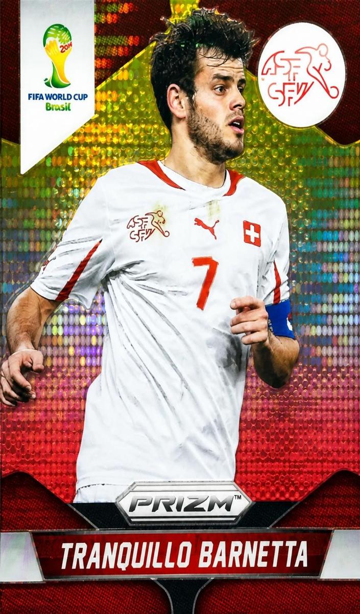 2014 Panini Prizm World Cup Soccer Yellow and Red Pulsar Tranquillo Barnetta #185