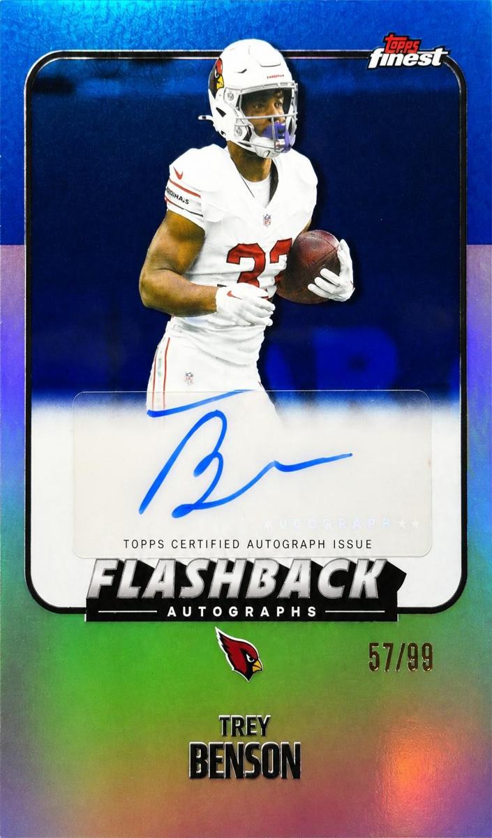 2025 Topps Finest Football Blue Refractor Trey Benson #FBA-TB