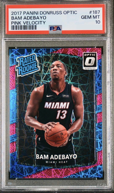 2017 Donruss Optic Basketball Pink Velocity Bam Adebayo #187 PSA 9