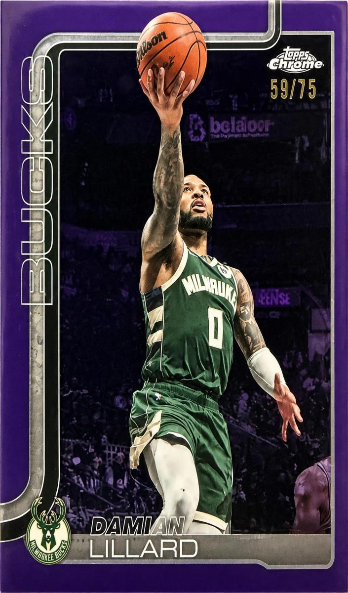 2025 Topps Chrome Basketball Purple Wave Refractor Damian Lillard #153