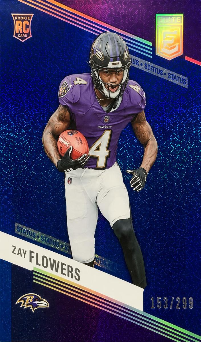 2023 Donruss Elite Football Status Sparkle Zay Flowers #200 PSA 8