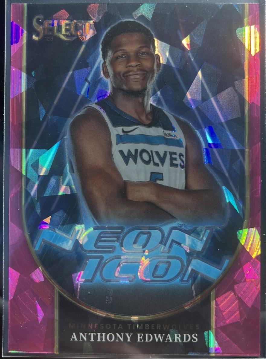 2023 Panini Select Basketball Pink Cracked Ice Anthony Edwards #5 PSA 10