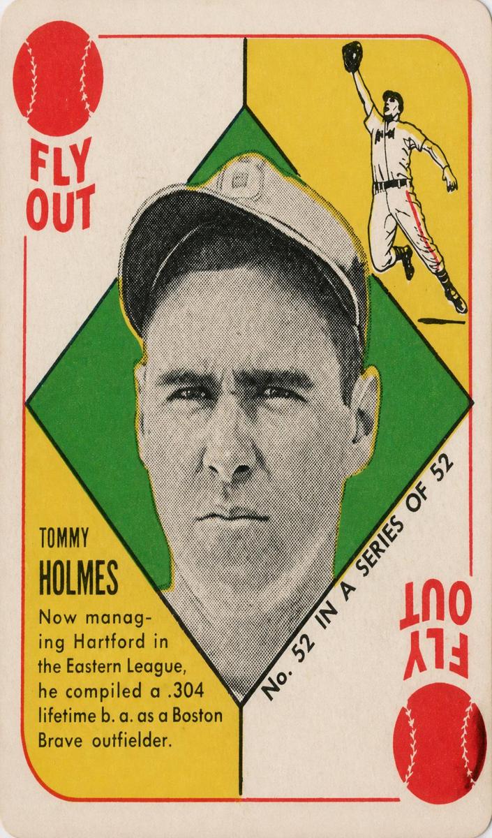 1951 Topps Red Backs Baseball Hartford Bio Tommy Holmes #52 PSA 5